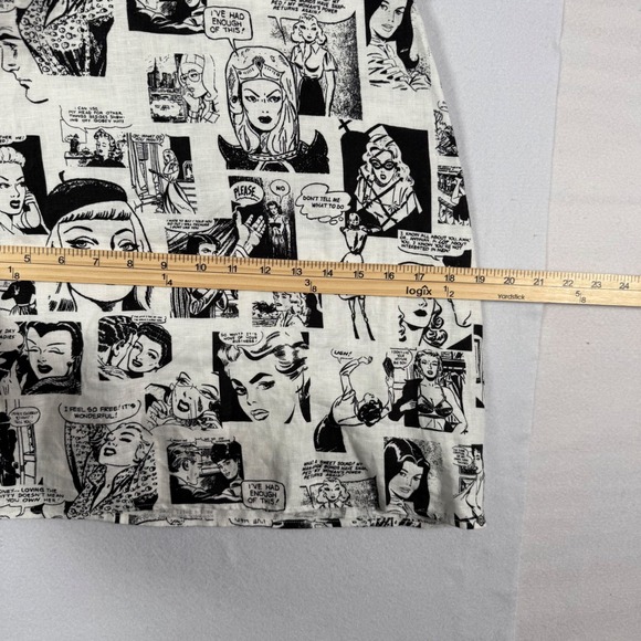 Reformation Temecula Womens 4 Comic Book Print Linen Mini Dress Puff Sleeve - Picture 9 of 10